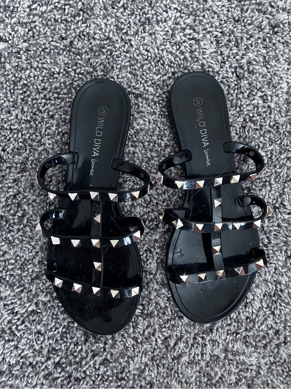 Vici Black Studded Jelly Slide Sandals